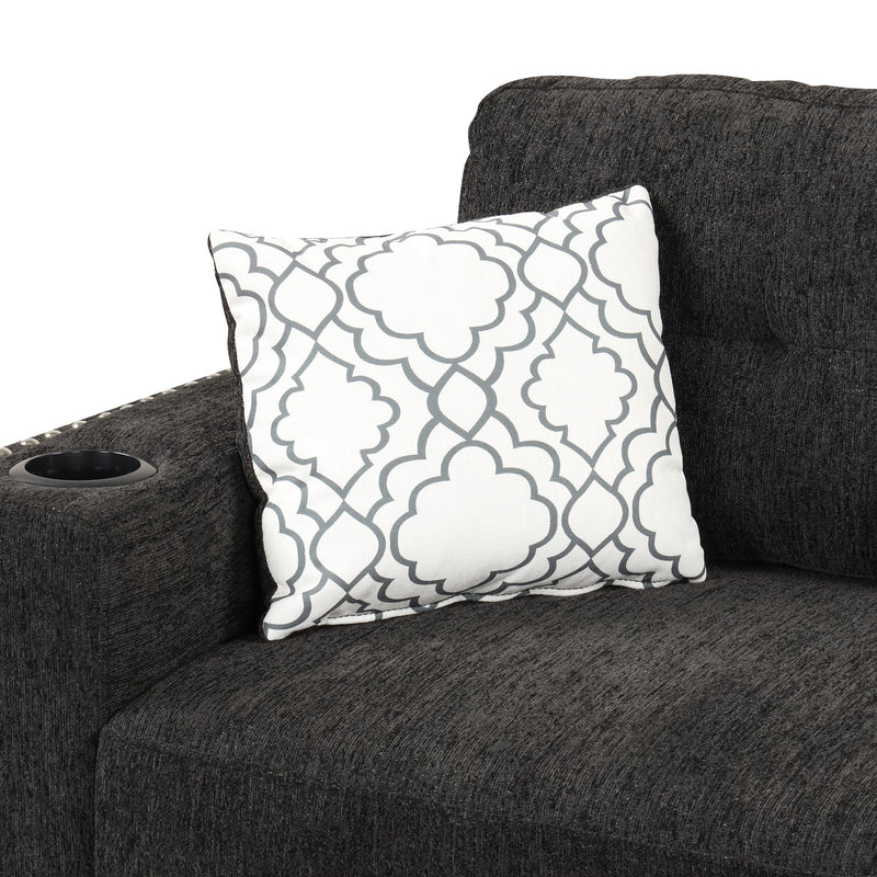 83.8" Reversible Sectional Pull-Out Sofa Bed L-Shaped Corner Sofa Couch with Storage Chaise, USB Ports, Power Sockets, Cup Holder for Living Room, Bedroom, Study, Black