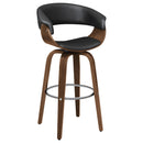Swivel Bar Stool Elegant Design With Upholstery - Walnut by HouseOfZazla