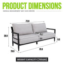 Outdoor Bench Seat Sofa, Sunbrella Cushion, Weather Resistant For Patio - Ember Black by HouseOfZazla