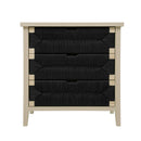 3 Drawer Buffet Sideboard With Adjustable Shelves, Storage Cabinet With Natural Seaweed Decor Doors For Living Room Kitchen Entryway - Natural