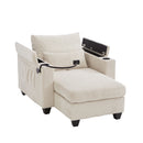 Convertible Chaise Lounge Sofa Chair With USB Ports, Cup Holders, Phone Holder And Storage by Unique Piece Furniture
