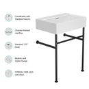 24" Bathroom Console Sink with Overflow, Ceramic Console Sink White Basin Black Legs