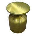 24 Inch Metal Frame End Table with Round Top and Bottle Shape Base, Gold