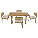 U_Style Multi-Person Outdoor Acacia Wood Dining Table and Chair Set by HouseOfZazla