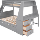 Bunk Bed With Trundle And Built In Desk, 3 Storage Drawers And Shelf by HouseOfZazla