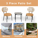 3 Pieces Of Luxury Outdoor Wicker Furniture Patio Bistro Style Table And Chair Combination, Weather Resistant PE Wicker Weave, Suitable For Garden - Black / Natural by HouseOfZazla