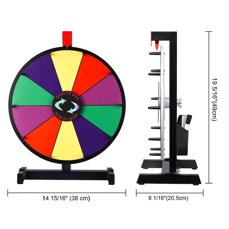 WinSpin 15" Tabletop Prize Wheel Dry Erase Dark Rainbow