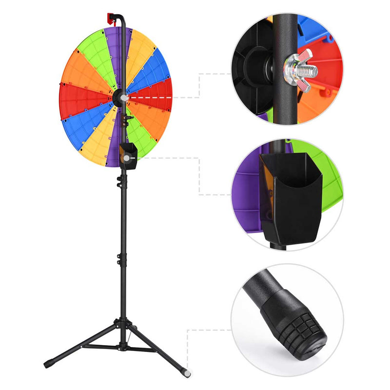 WinSpin 24" Modular Prize Wheel with Adjustable Height Stand 12-Slot