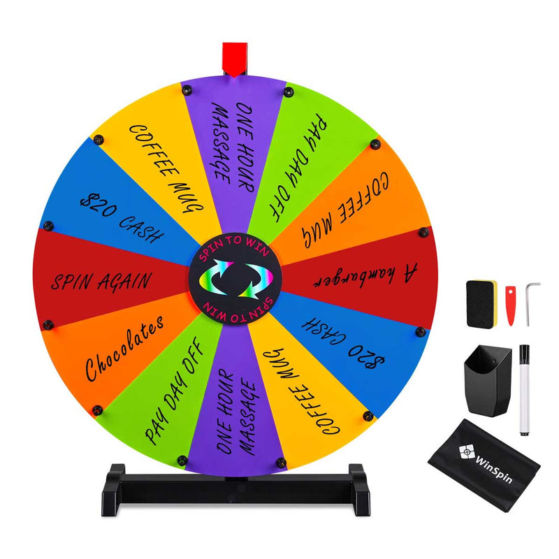 WinSpin 24" Modular Dry Erase Spin Wheel Customizable Color Slots(12)