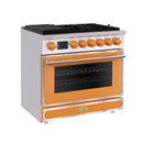 36 Inch Freestanding Custom Gas Range with 6 Sealed Burners Cooktop, Rapid Convection Oven, Natural Gas/LP Convertible - AK-G36N05A-1