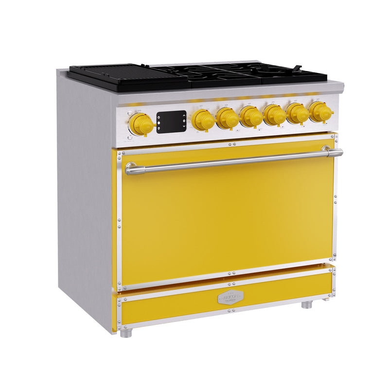 36 Inch Freestanding Custom Gas Range with 6 Sealed Burners Cooktop, Rapid Convection Oven, Natural Gas/LP Convertible - AK-G36N05A-3