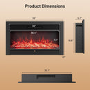 33/36-Inch Electric Fireplace Insert 750W/1500W Recessed Fireplace Heater by LJGDeals