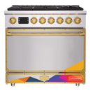 36 Inch Freestanding Custom Gas Range with 6 Sealed Burners Cooktop, Rapid Convection Oven, Natural Gas/LP Convertible - AK-G36N05A-3