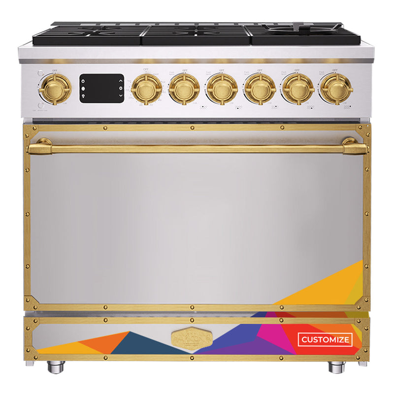 36 Inch Freestanding Custom Gas Range with 6 Sealed Burners Cooktop, Rapid Convection Oven, Natural Gas/LP Convertible - AK-G36N05A-3