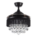36" Bangaiore Modern Downrod Mount Crystal Ceiling Fan with Lighting and Remote Control