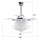 36" Bangaiore Modern Downrod Mount Crystal Ceiling Fan with Lighting and Remote Control