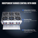 Heavy-Duty 36-Inch Commercial 150K BTU 6-Burner Stainless Steel Countertop Natural Gas And Propane Range (SAK92640)