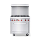 36-Inch Commercial 210K BTU 6-Burner Stainless Steel Freestanding Gas Range (SAK85603)