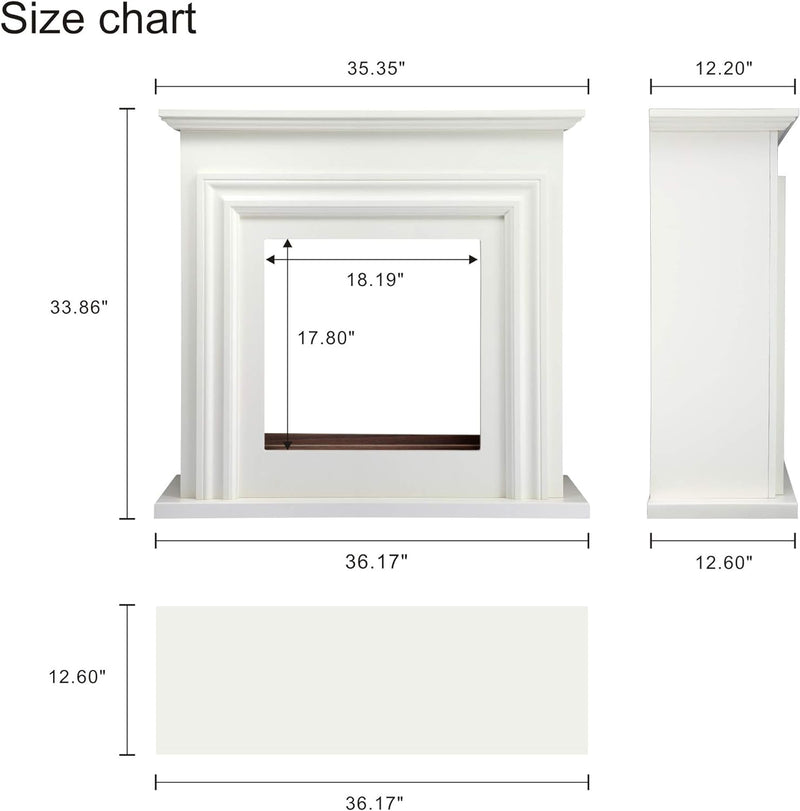 36 Inch Electric Fireplace Mantel Wooden Surround Firebox M1804