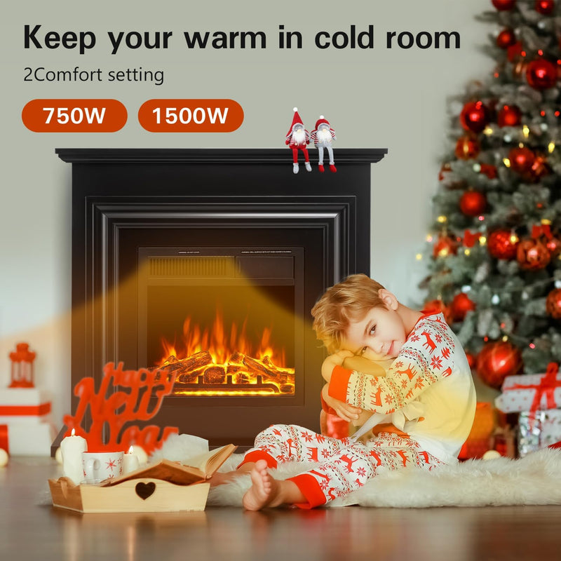 36 Inch Electric Fireplace Mantel Wooden Surround Firebox M1804