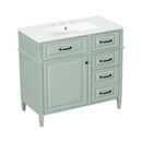 Nuvia 36-Inch Freestanding Bathroom Vanity With Ceramic Sink And Storage Cabinets [Faucet Not Included] (SAK41792)