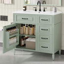 Nuvia 36-Inch Freestanding Bathroom Vanity With Ceramic Sink And Storage Cabinets [Faucet Not Included] (SAK41792)
