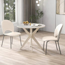 36-Inch Mid Century Modern Kitchen Table with Faux Marble Tabletop and Solid Rubber Wood Legs by LJGDeals