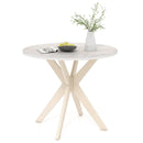 36-Inch Mid Century Modern Kitchen Table with Faux Marble Tabletop and Solid Rubber Wood Legs by LJGDeals