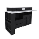Kitchen Island With Extendable Rotating Table, 4 Drawers & Glass Door Cabinets, Built In Socket - Black by HouseOfZazla