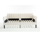 Elena - Boucle Upholstered Daybed, Ribbed Tufted Backrest by HouseOfZazla