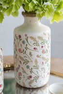 D5.3x10.6' Ceramic Cylinder Vase with Multi-Colored Floral Motifs by HouseOfZazla