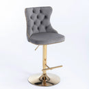 A&A Furniture,Golden Swivel Velvet Barstools Adjusatble Seat Height from 25-33 Inch, Modern Upholstered Bar Stools with Backs Comfortable Tufted for Home Pub and Kitchen Island（Gray,Set of 2） by Montret