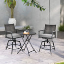 360 Degree Swivel Bar Stool Set of 2 with Metal Frame and PE Rattan Backrest-Black by DirectDeals