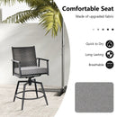 360 Degree Swivel Bar Stool Set of 2 with Metal Frame and PE Rattan Backrest-Black by DirectDeals