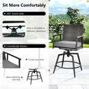 360 Degree Swivel Bar Stool Set of 2 with Metal Frame and PE Rattan Backrest-Black by LJGDeals