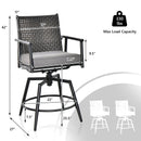360 Degree Swivel Bar Stool Set of 2 with Metal Frame and PE Rattan Backrest-Black by DirectDeals