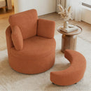 360¬∞ Swivel Accent Chair with Half Moon Storage Ottoman by LJGDeals