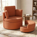 360¬∞ Swivel Accent Chair with Half Moon Storage Ottoman by LJGDeals