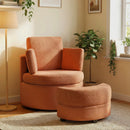 360¬∞ Swivel Accent Chair with Half Moon Storage Ottoman by LJGDeals