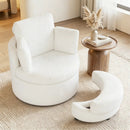 360¬∞ Swivel Accent Chair with Half Moon Storage Ottoman by LJGDeals