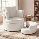 360¬∞ Swivel Accent Chair with Half Moon Storage Ottoman by LJGDeals