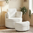 360¬∞ Swivel Accent Chair with Half Moon Storage Ottoman by LJGDeals