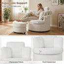 360¬∞ Swivel Accent Chair with Half Moon Storage Ottoman by LJGDeals