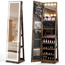 360¬∞ Swivel Freestanding Jewelry Cabinet with Lighted Full Length Mirror by DirectDeals