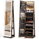 360¬∞ Swivel Freestanding Jewelry Cabinet with Lighted Full Length Mirror by LJGDeals