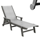 Lounge Chair Outdoor, HDPE Chaise Lounge with Wheels and 5-Position Recliner by HouseOfZazla