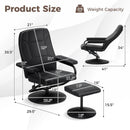 Swivel Recliner Chair with Ottoman in Black PU Leather by LJGDeals
