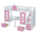 Twin Over Twin Bunk Bed With Changeable Table, Bunk Bed Turn Into Upper Bed And Down Desk by HouseOfZazla