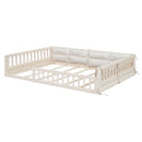 Wood Full Size Upholstered Platform Bed with Guardrail and Pillow by HouseOfZazla