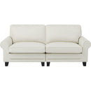 75.6" Pets friendly Leather Rolled Arm Upholstered Loveseat 2-seater Couch with Removable Back Cushion, Modern Couches for Small Spaces Living Room, Bedroom, Apartment, Beige White